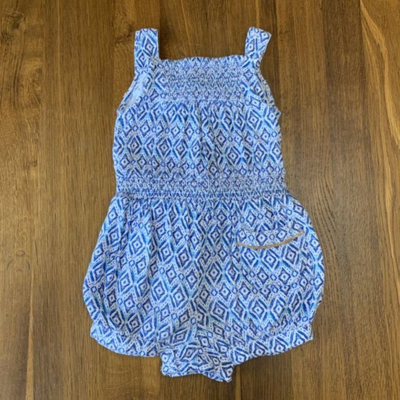 MONSOON Baby Girls Aztec Diamonds Romper 3-6 Mos Bubble Shorts Playsuit Infant - Picture 2 of 7